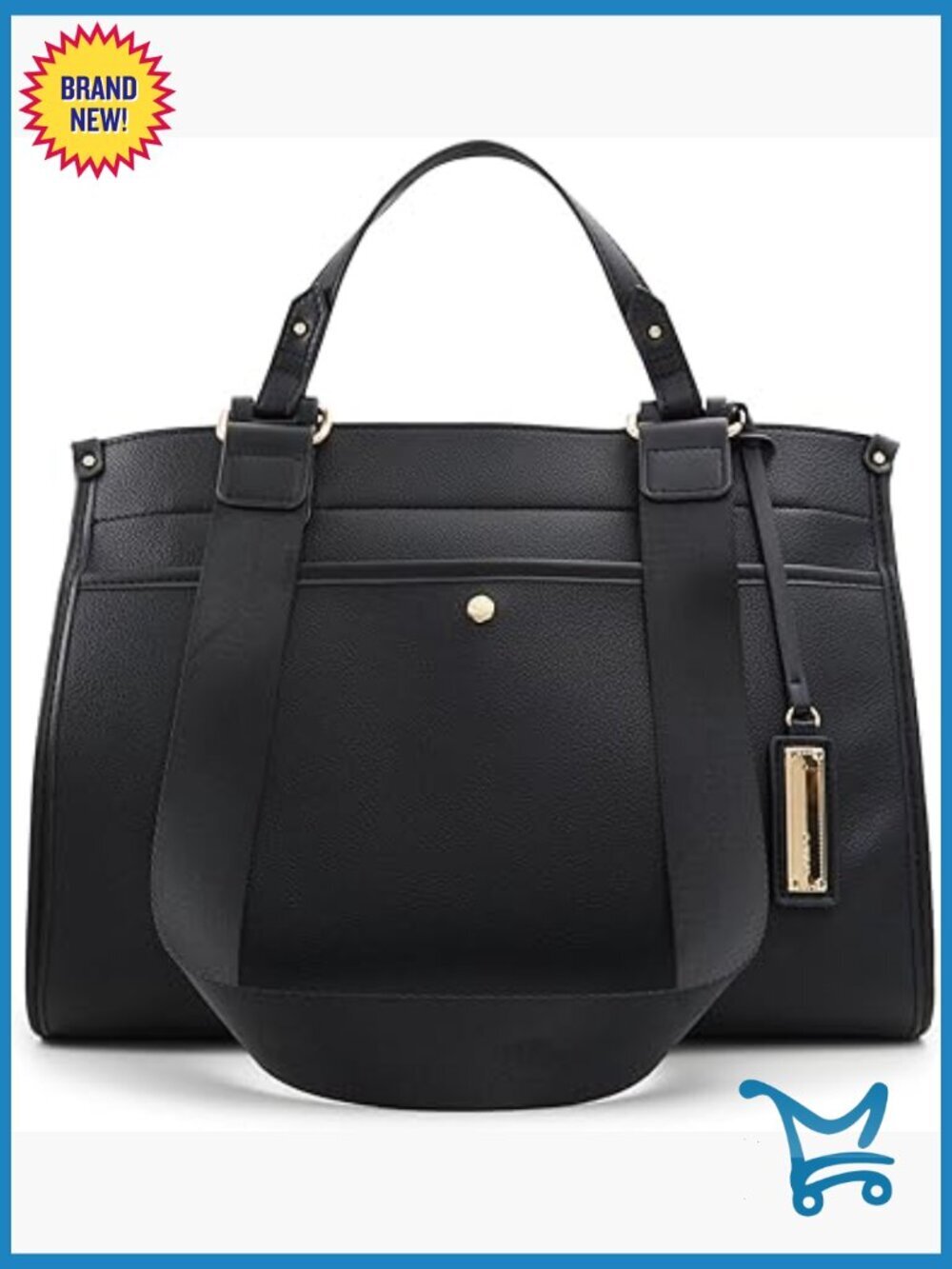 Medium Satchel Bag with Adjustable Strap, Zipper Closure, Polyurethane